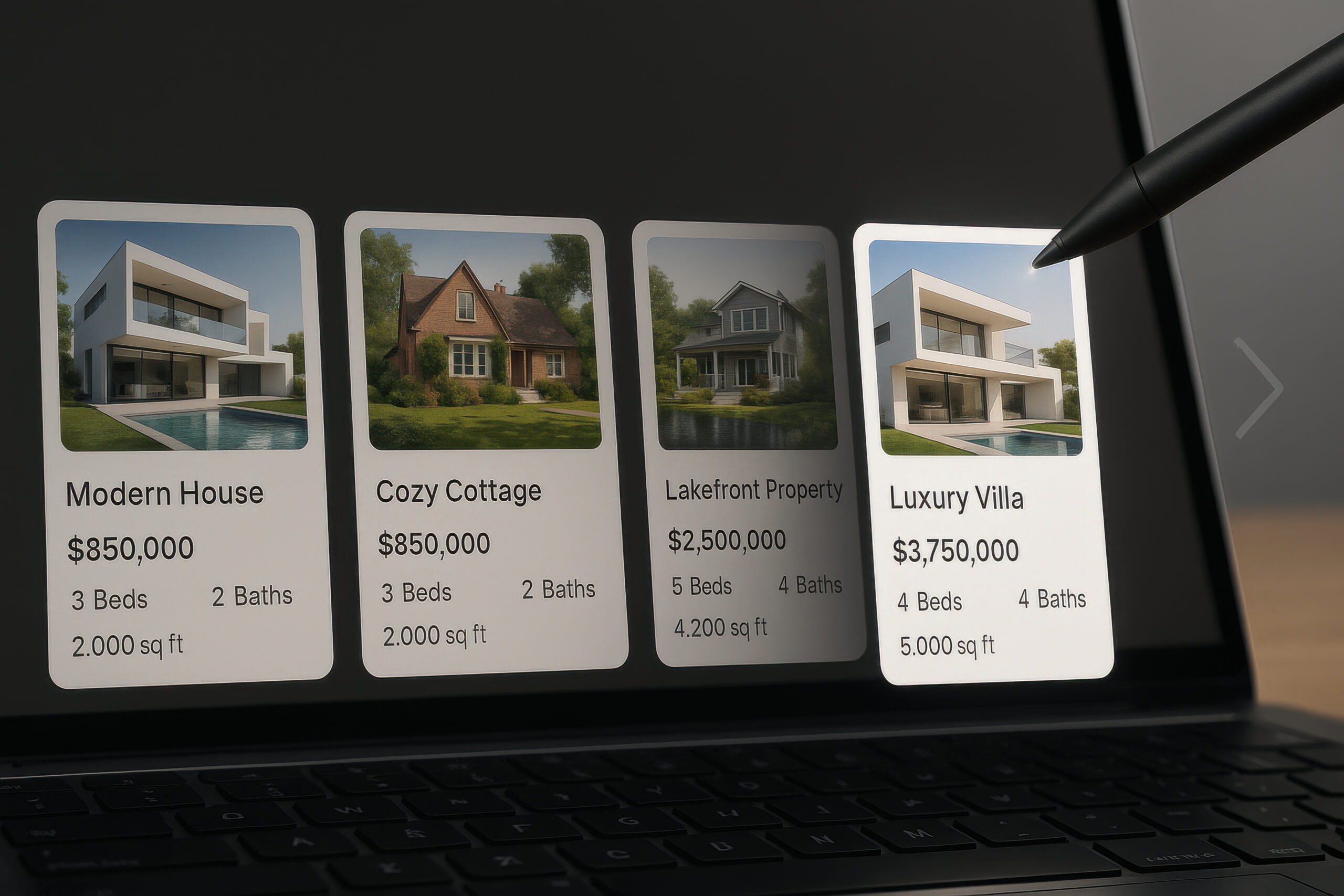 Online home listings showing how buyers compare properties.