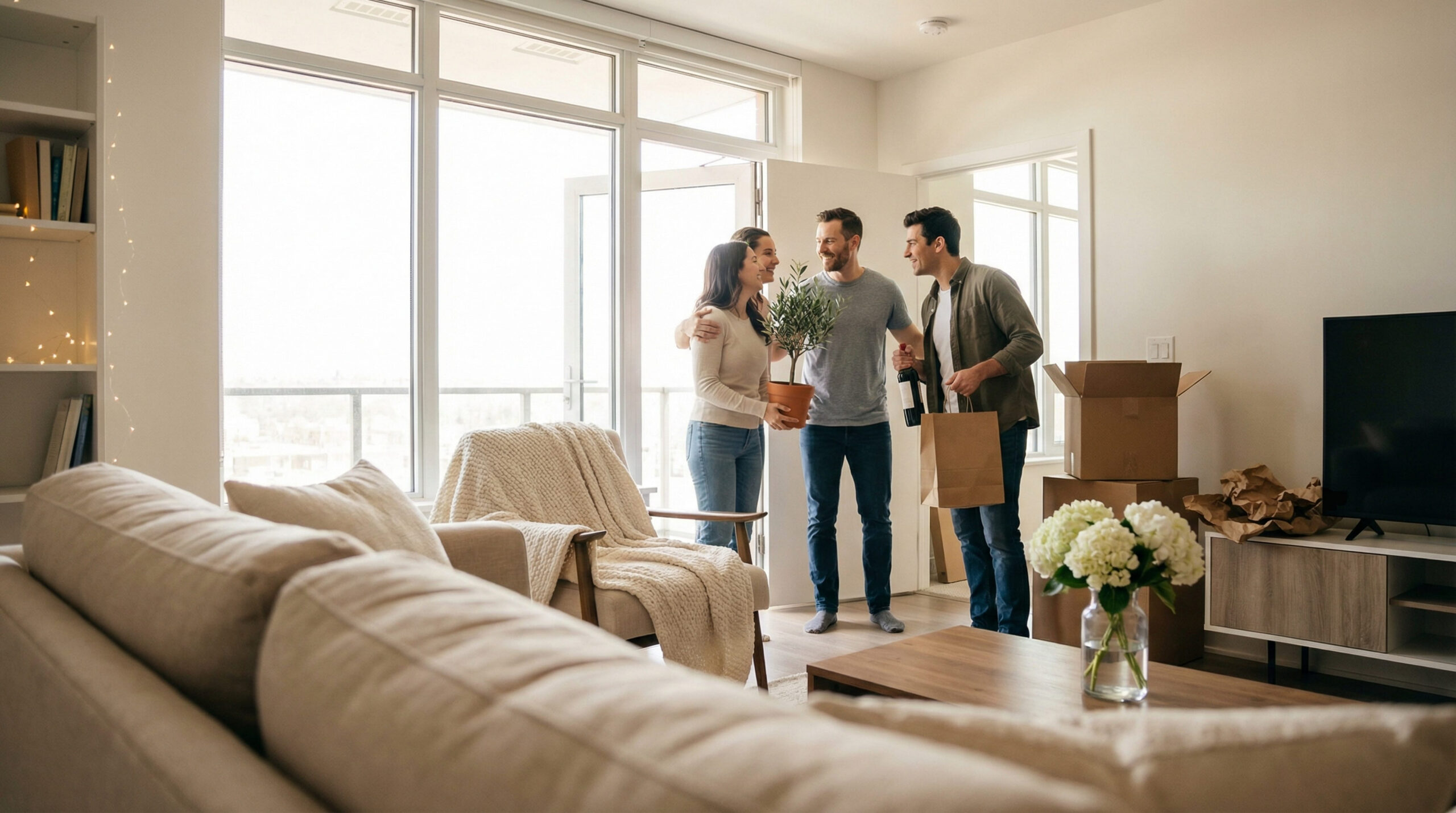 Buyers stand inside a move-in-ready New Jersey home, evaluating space and condition before settling in
